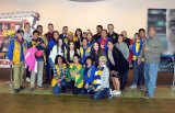 A full complement of Kings Lions Club members join Lemoore Stadium Cinemas staff after another successful 'Movies with Santa' held Saturday morning as over 1000 cans of food were gathered for local charities.